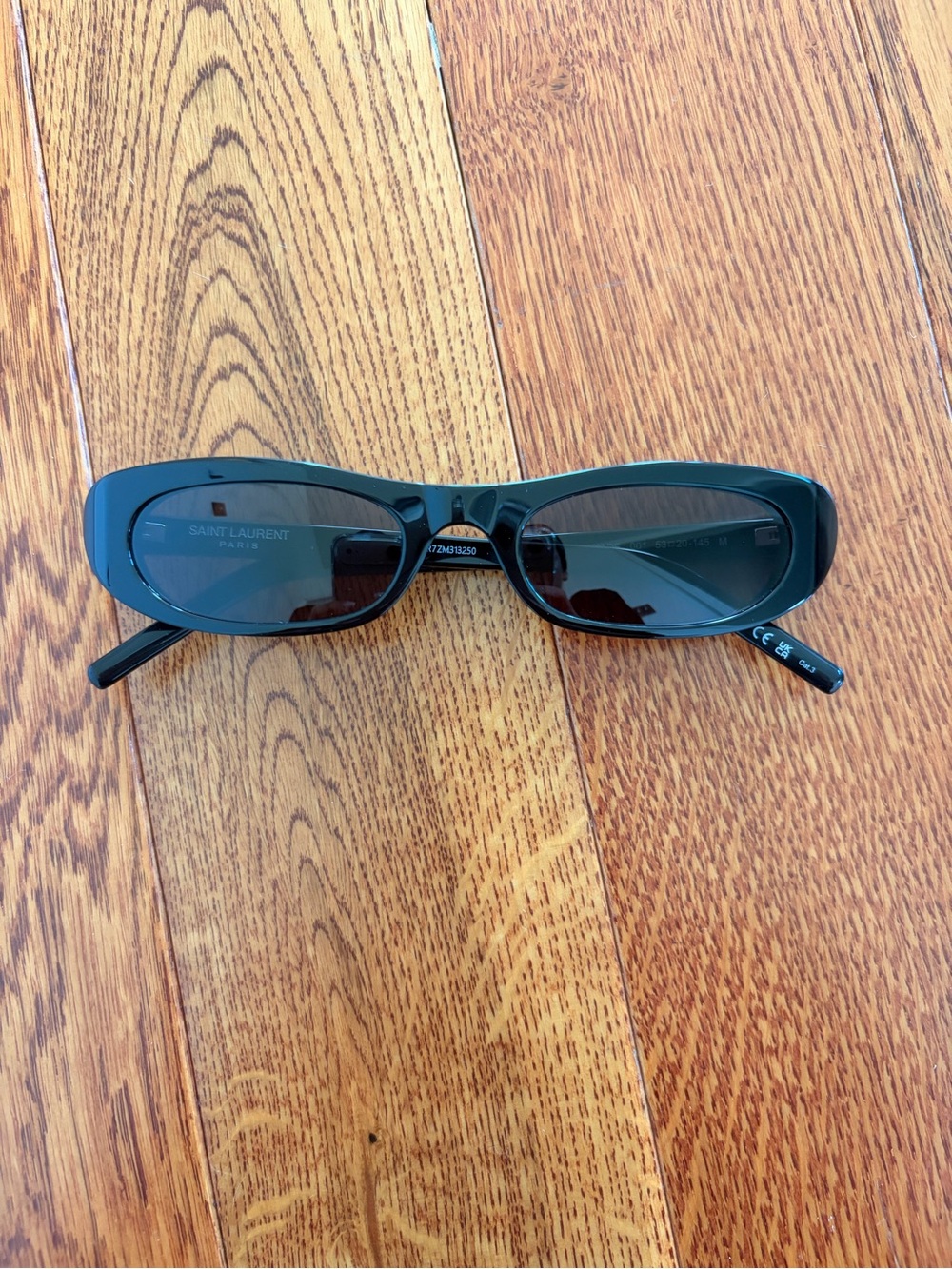 Saint Laurent Glossy Black Slim Oval Sunglasses